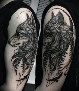 Фото тату волк 20.05.2019 №010 - photo tattoo wolf - tattoo-photo.ru