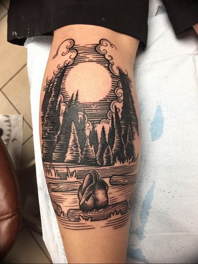 Фото горы по колено тату 23.07.2019 №005 - knee-high mountains tattoo -tattoo-photo.ru - tattoo-photo.ru