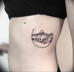 Фото тату горы в круге 23.07.2019 №026 - mountain tattoo in a circle - tattoo-photo.ru