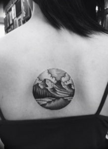 Фото тату горы в круге 23.07.2019 №050 - mountain tattoo in a circle - tattoo-photo.ru