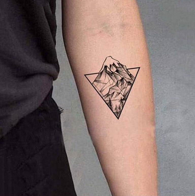 minimalist mountain tattoo triangle