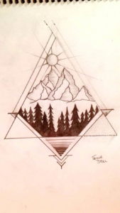 Фото тату горы в треугольнике 23.07.2019 №010 - mountain triangle tattoo - tattoo-photo.ru