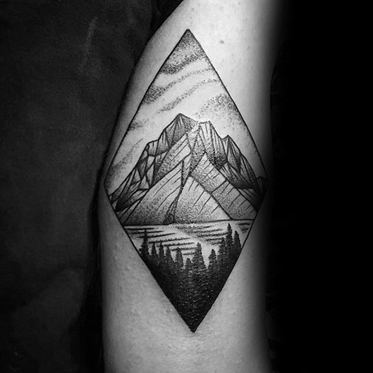 minimalist mountain tattoo triangle