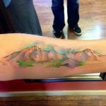 Фото тату горы на предплечье 23.07.2019 №060 - forearm mountain tattoo - tattoo-photo.ru