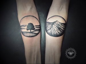 Фото тату горы на предплечье 23.07.2019 №116 - forearm mountain tattoo - tattoo-photo.ru