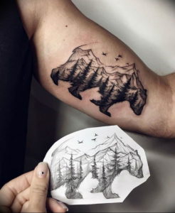 Фото тату горы на руке 23.07.2019 №002 - mountain tattoo on hand - tattoo-photo.ru