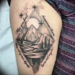 Фото тату лес и горы 23.07.2019 №021 - mountain forest tattoo - tattoo-photo.ru
