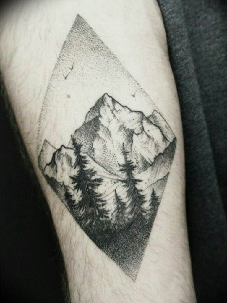Фото тату лес и горы 23.07.2019 № 023 - mountain forest tattoo - tattoo-pho...