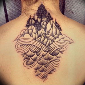 Фото тату море и горы 23.07.2019 №022 - mountain sea tattoo - tattoo-photo.ru