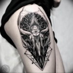 Фото тату череп козла 28.07.2019 №016 - goat skull tattoo - tattoo-photo.ru
