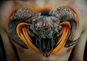 Фото тату череп козла 28.07.2019 №036 - goat skull tattoo - tattoo-photo.ru