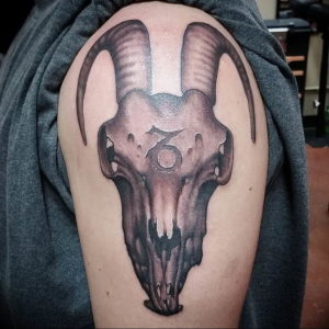 Фото тату череп козла 28.07.2019 №052 - goat skull tattoo - tattoo-photo.ru