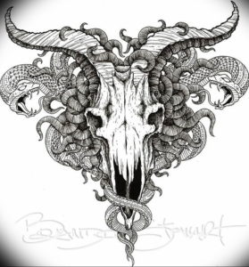 Фото тату череп козла 28.07.2019 №141 - goat skull tattoo - tattoo-photo.ru
