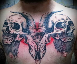 Фото тату череп козла 28.07.2019 №157 - goat skull tattoo - tattoo-photo.ru
