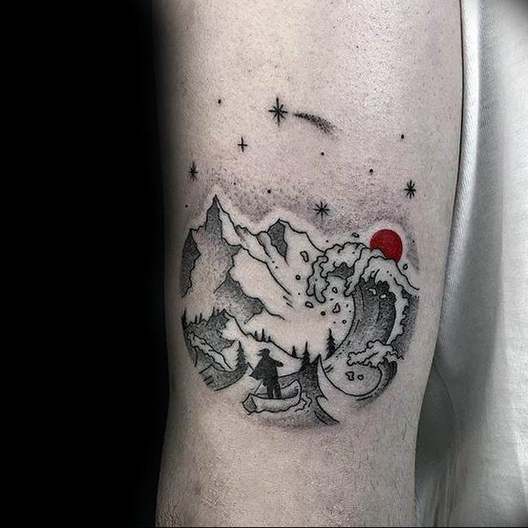 Фото тату море и горы 23.07.2019 №007 mountain sea tattoo tattoo
