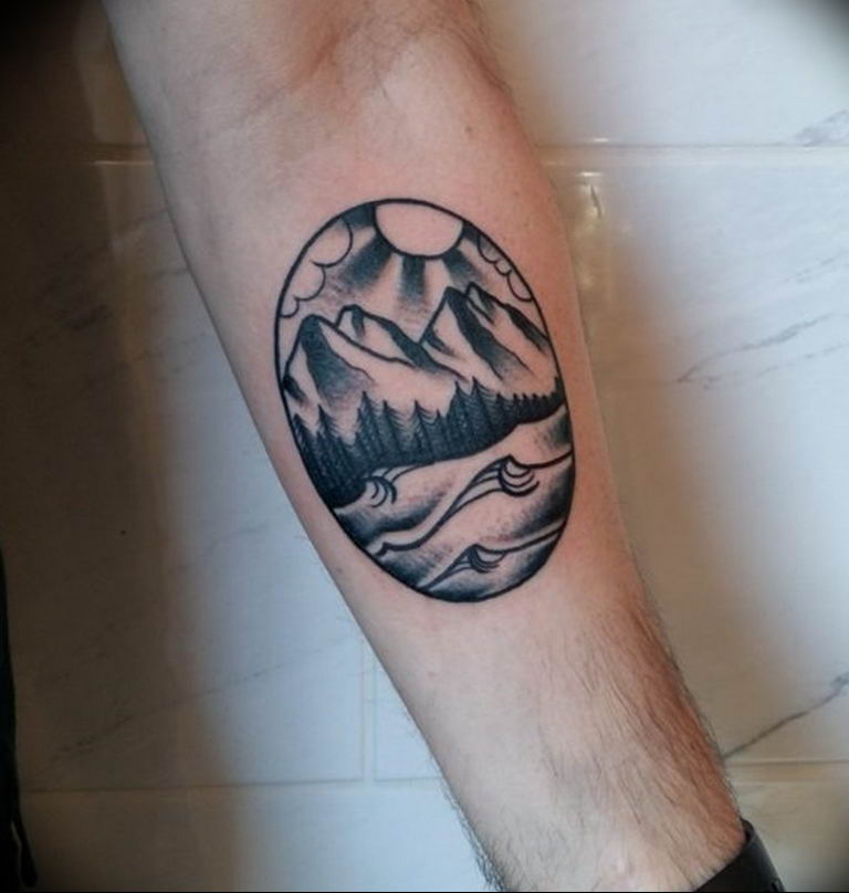 Фото тату море и горы 23.07.2019 №012 mountain sea tattoo tattoo