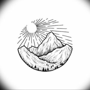 Фото тату горы в круге 23.07.2019 №044 - mountain tattoo in a circle - tattoo-photo.ru
