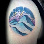 Фото тату горы в круге 23.07.2019 №045 - mountain tattoo in a circle - tattoo-photo.ru