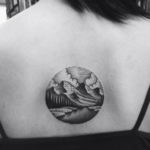 Фото тату горы в круге 23.07.2019 №050 - mountain tattoo in a circle - tattoo-photo.ru