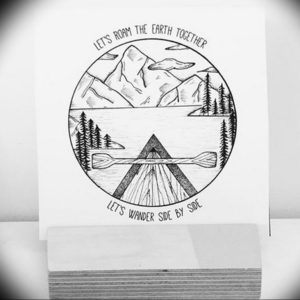 Фото тату горы в круге 23.07.2019 №068 - mountain tattoo in a circle - tattoo-photo.ru