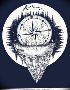Фото тату горы в круге 23.07.2019 №070 - mountain tattoo in a circle - tattoo-photo.ru