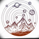 Фото тату горы в круге 23.07.2019 №074 - mountain tattoo in a circle - tattoo-photo.ru