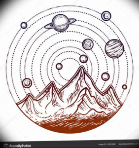 Фото тату горы в круге 23.07.2019 №074 - mountain tattoo in a circle - tattoo-photo.ru