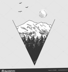 Фото тату горы в треугольнике 23.07.2019 №030 - mountain triangle tattoo - tattoo-photo.ru