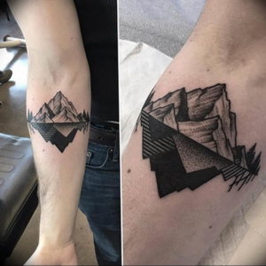 Фото тату горы геометрия 23.07.2019 №015 - mountain tattoo geometry - tattoo-photo.ru