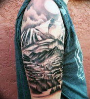 Фото тату горы мужские 23.07.2019 №001 — men’s mountains tattoo — tattoo-photo.ru