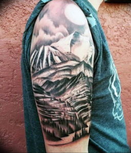 Фото тату горы мужские 23.07.2019 №001 - men's mountains tattoo - tattoo-photo.ru