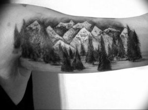 Фото тату горы мужские 23.07.2019 №025 - men's mountains tattoo - tattoo-photo.ru