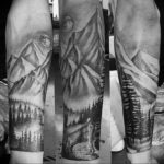 Фото тату горы мужские 23.07.2019 №030 - men's mountains tattoo - tattoo-photo.ru