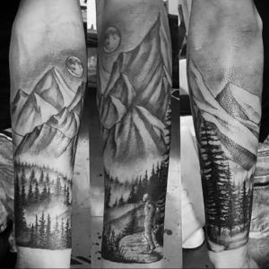 Фото тату горы мужские 23.07.2019 №030 - men's mountains tattoo - tattoo-photo.ru