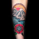 Фото тату горы мужские 23.07.2019 №035 - men's mountains tattoo - tattoo-photo.ru