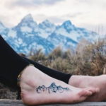 Фото тату горы на ноге 23.07.2019 №007 - mountain tattoo on foot - tattoo-photo.ru