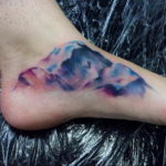 Фото тату горы на ноге 23.07.2019 №016 - mountain tattoo on foot - tattoo-photo.ru