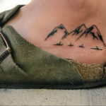 Фото тату горы на ноге 23.07.2019 №023 - mountain tattoo on foot - tattoo-photo.ru