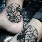 Фото тату горы на ноге 23.07.2019 №027 - mountain tattoo on foot - tattoo-photo.ru