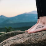 Фото тату горы на ноге 23.07.2019 №028 - mountain tattoo on foot - tattoo-photo.ru