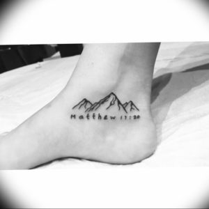 Фото тату горы на ноге 23.07.2019 №031 - mountain tattoo on foot - tattoo-photo.ru