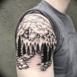 Фото тату горы на плече 23.07.2019 №002 - mountain tattoo on the shoulder - tattoo-photo.ru