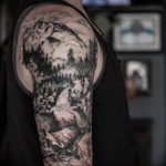 Фото тату горы на плече 23.07.2019 №003 - mountain tattoo on the shoulder - tattoo-photo.ru