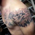 Фото тату горы на плече 23.07.2019 №006 - mountain tattoo on the shoulder - tattoo-photo.ru