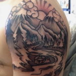 Фото тату горы на плече 23.07.2019 №010 - mountain tattoo on the shoulder - tattoo-photo.ru