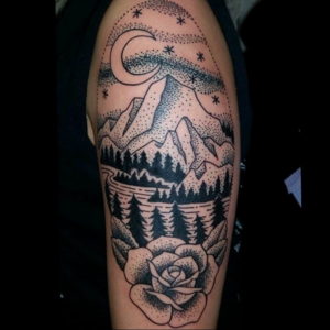 Фото тату горы на плече 23.07.2019 №012 - mountain tattoo on the shoulder - tattoo-photo.ru