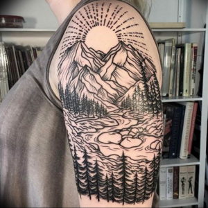 Фото тату горы на плече 23.07.2019 №019 - mountain tattoo on the shoulder - tattoo-photo.ru