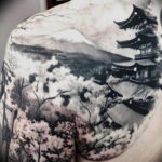 Фото тату горы на плече 23.07.2019 №025 - mountain tattoo on the shoulder - tattoo-photo.ru