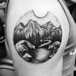 Фото тату горы на плече 23.07.2019 №030 - mountain tattoo on the shoulder - tattoo-photo.ru