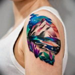 Фото тату горы на плече 23.07.2019 №031 - mountain tattoo on the shoulder - tattoo-photo.ru